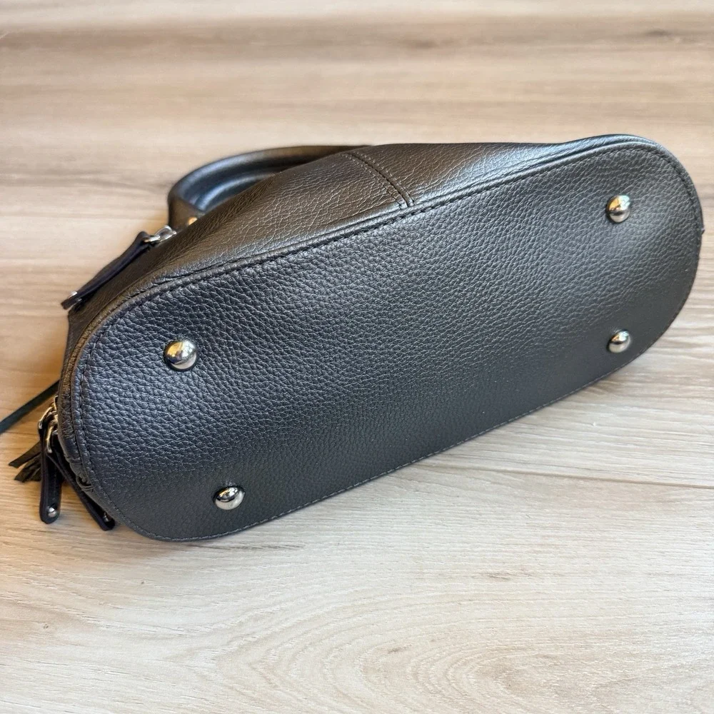 Tiganello Pewter Metallic Leather Handbag